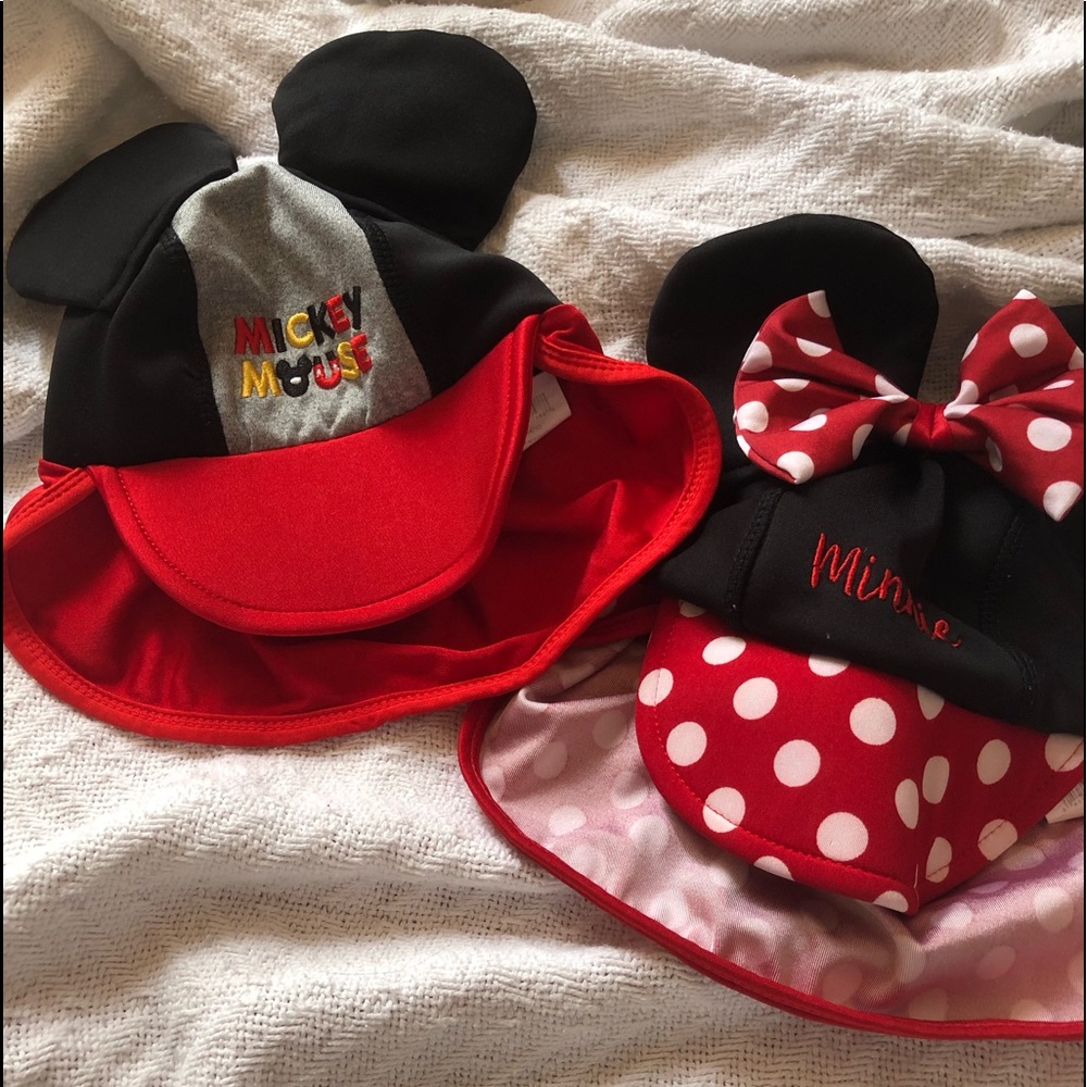 His and Hers Toddler Mickey and Minnie Sun Hats.